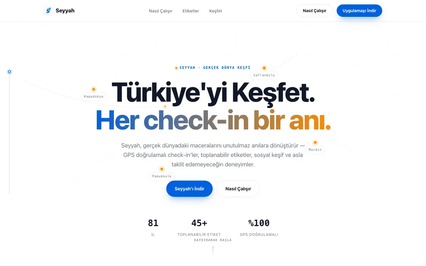 Seyyah sitesinin masaüstü görünümü